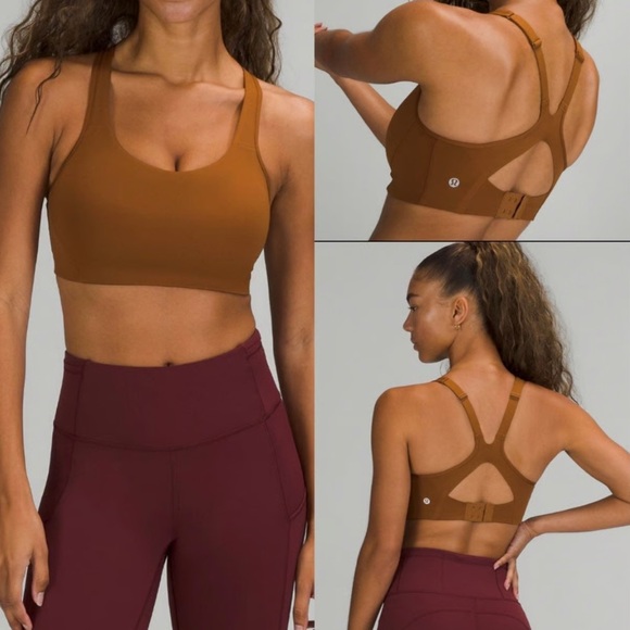 NWT Lululemon All Powered Up Copper Brown Medium Support Yoga Sports Bra36C